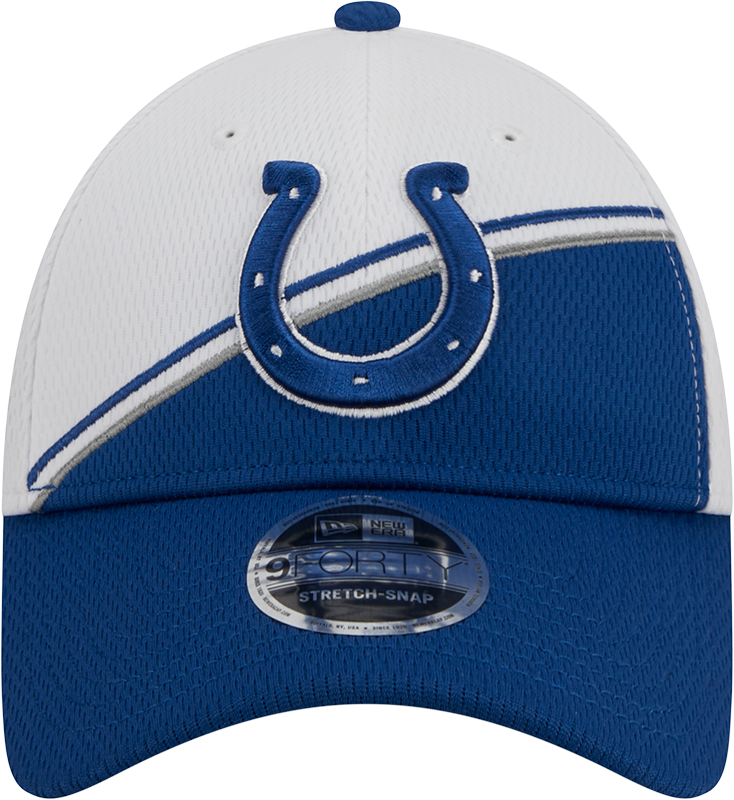 Indianapolis Colts New Era 2023 Sideline 9FORTY Adjustable Hat - White/Royal