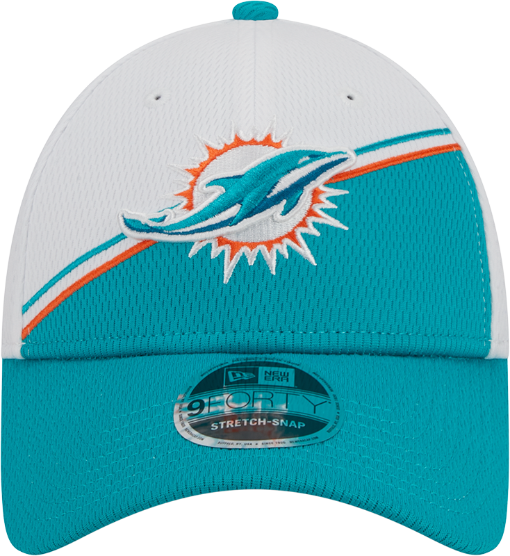 Miami Dolphins New Era 2023 Sideline 9FORTY Adjustable Hat - White/Aqaua