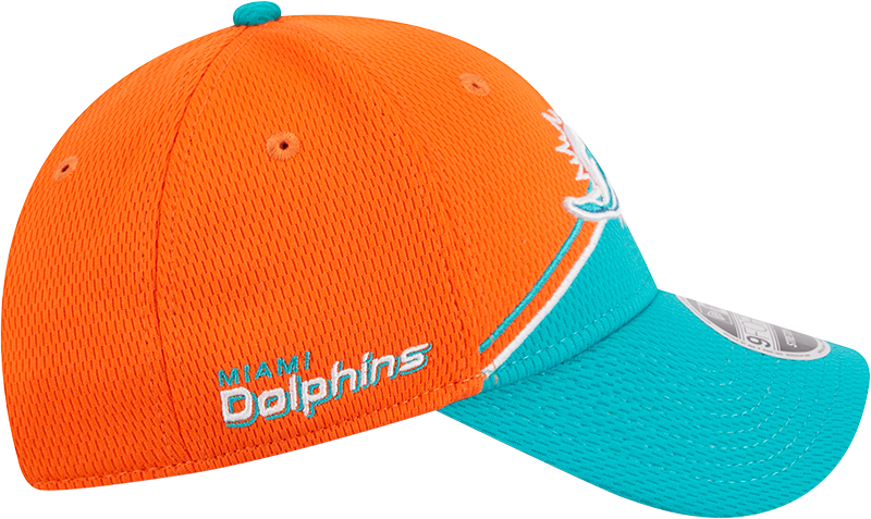 Miami Dolphins New Era 2023 Sideline 9FORTY Adjustable Hat - Orange/Aqua