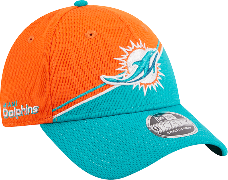 Miami Dolphins New Era 2023 Sideline 9FORTY Adjustable Hat - Orange/Aqua