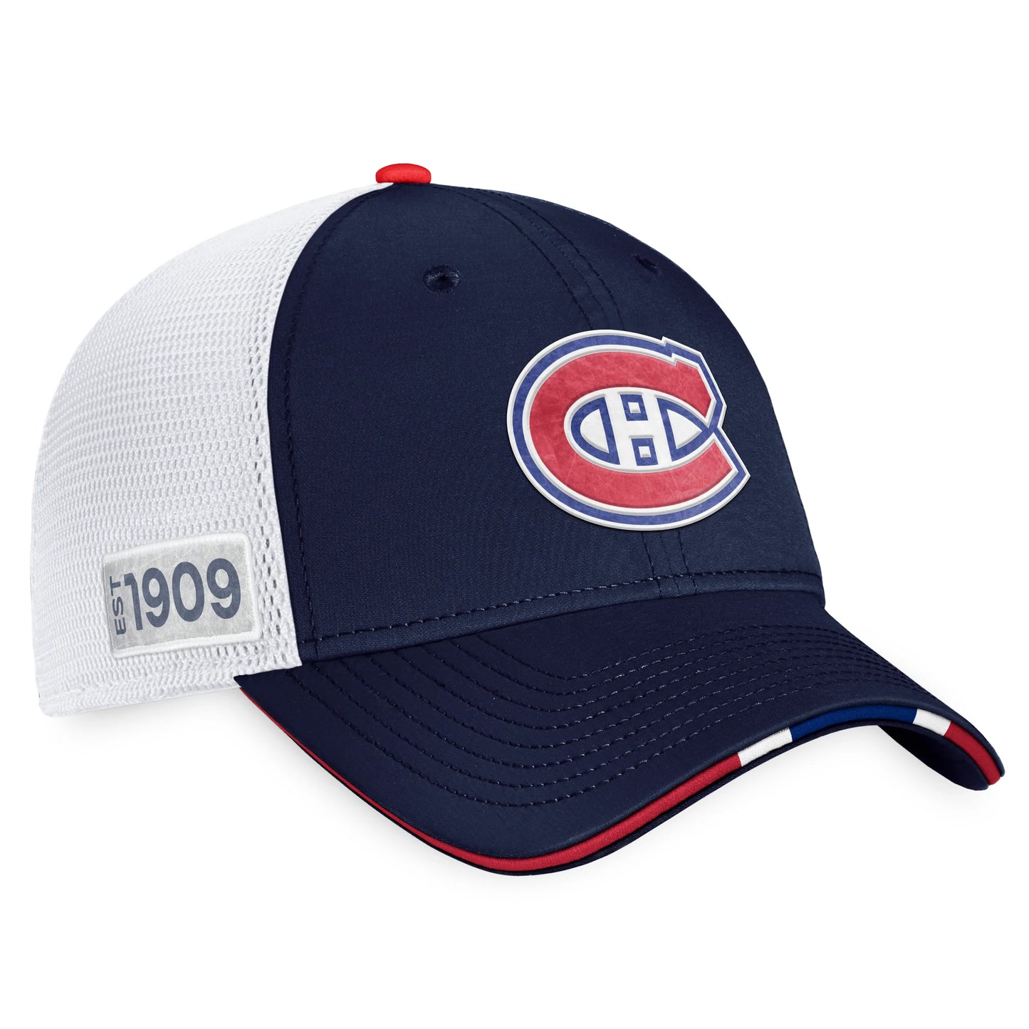 Montreal Canadiens Fanatics Branded 2022 NHL Draft Authentic Pro On Stage Trucker Adjustable Hat - Navy/White