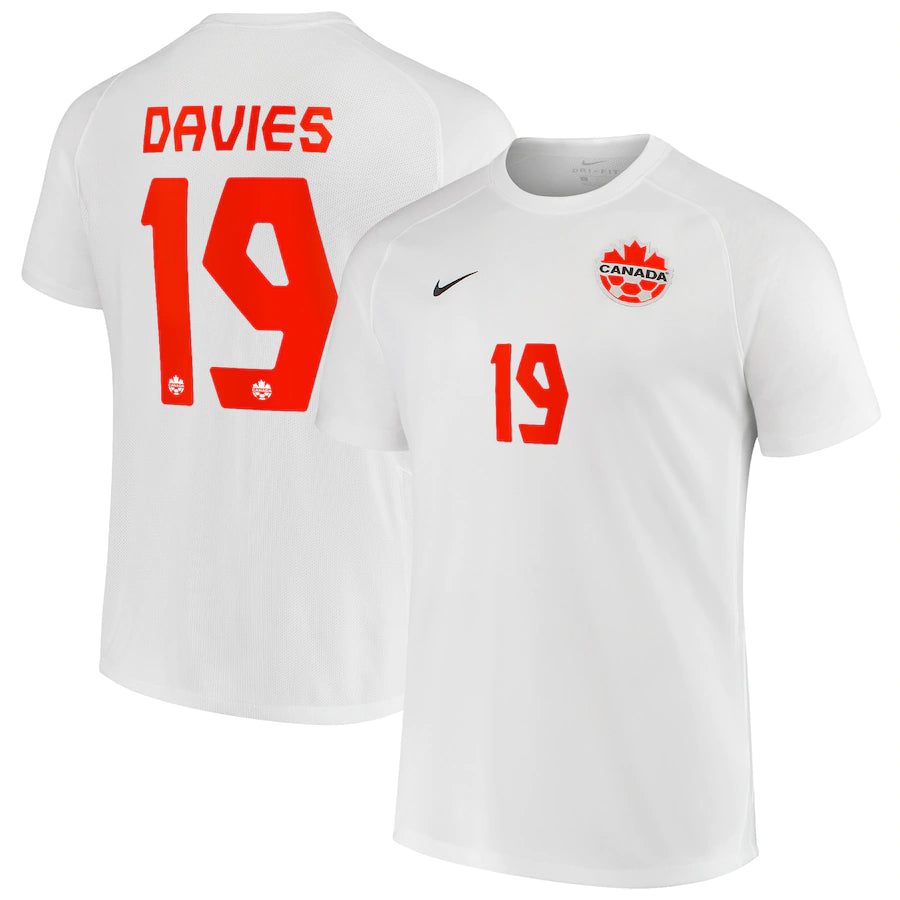 Men's Nike Alphonso Davies White Canada Soccer 2021/22 Away - Replica Player Jersey