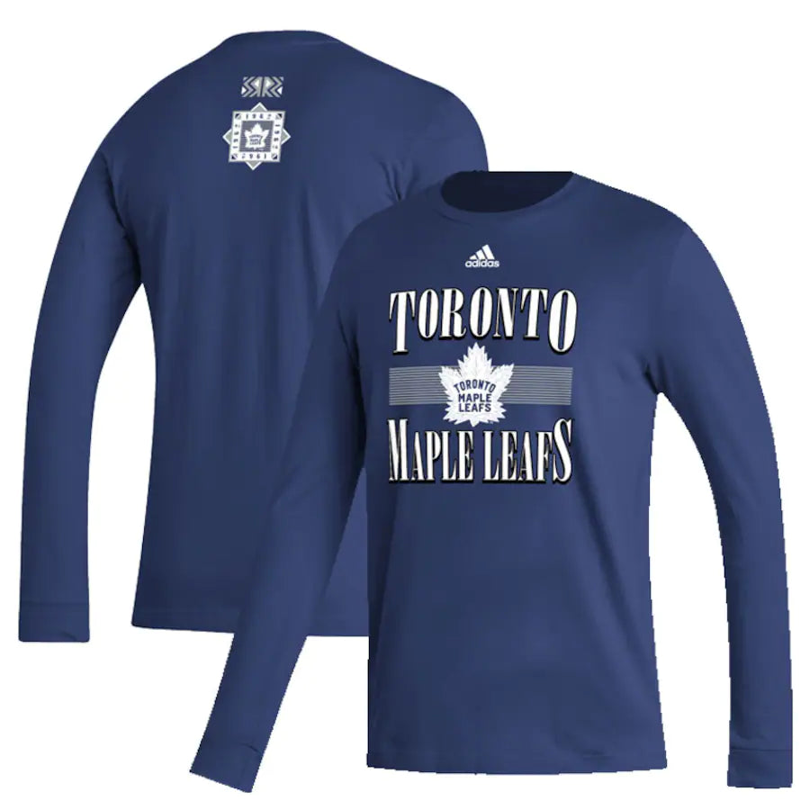 Men's Toronto Maple Leafs adidas Blue Reverse Retro 2.0 - Official Badge Long Sleeve T-Shirt