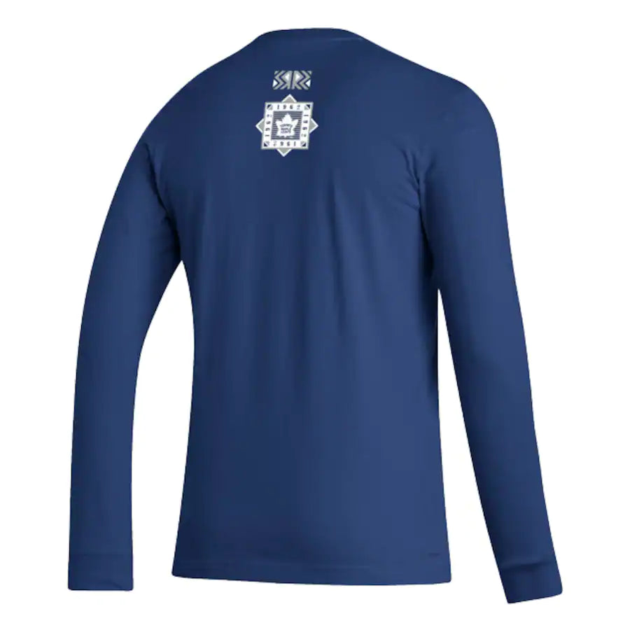 Men's Toronto Maple Leafs adidas Blue Reverse Retro 2.0 - Official Badge Long Sleeve T-Shirt