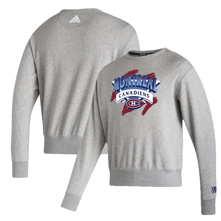 Men's Montreal Canadiens adidas Grey Reverse Retro 2.0 - Attack Triangle Pullover Sweatshirt