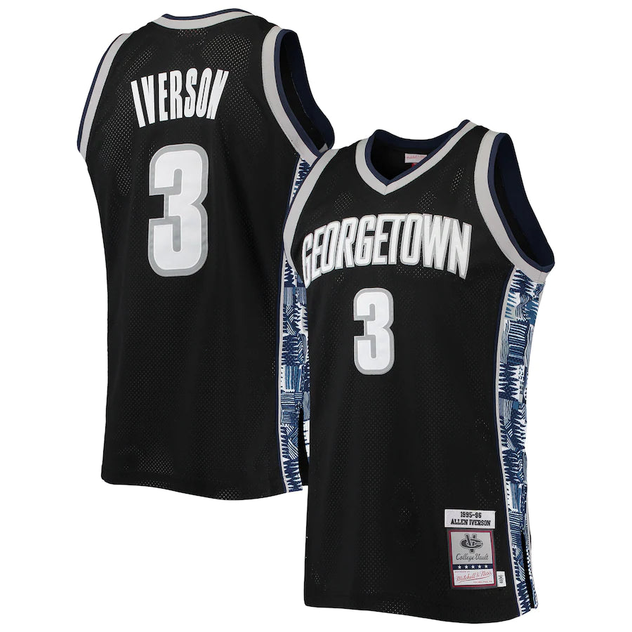 Men's Mitchell & Ness Allen Iverson Black Georgetown Hoyas Hardwood Classics 1995-96 Swingman Jersey