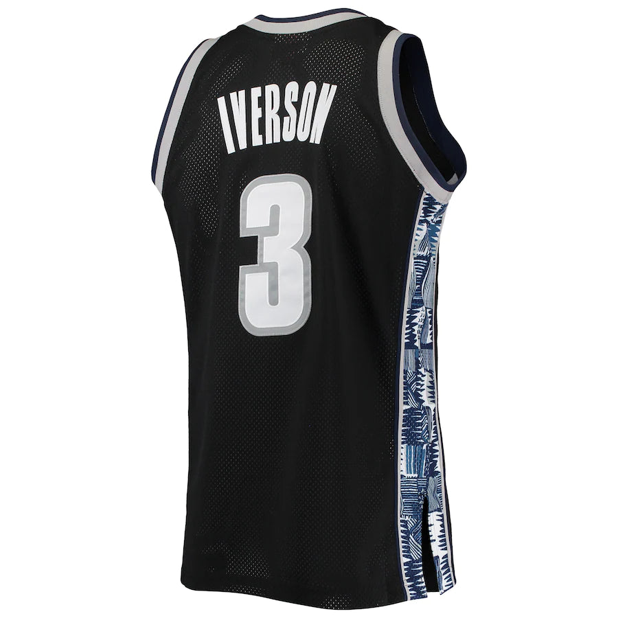 Men's Mitchell & Ness Allen Iverson Black Georgetown Hoyas Hardwood Classics 1995-96 Swingman Jersey