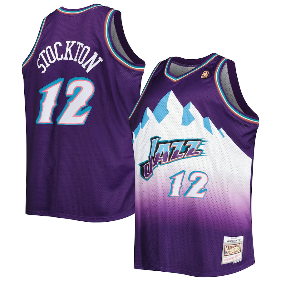 Men's Mitchell & Ness John Stockton Purple Utah Jazz Big & Tall Hardwood Classics 1996-97 Swingman Jersey