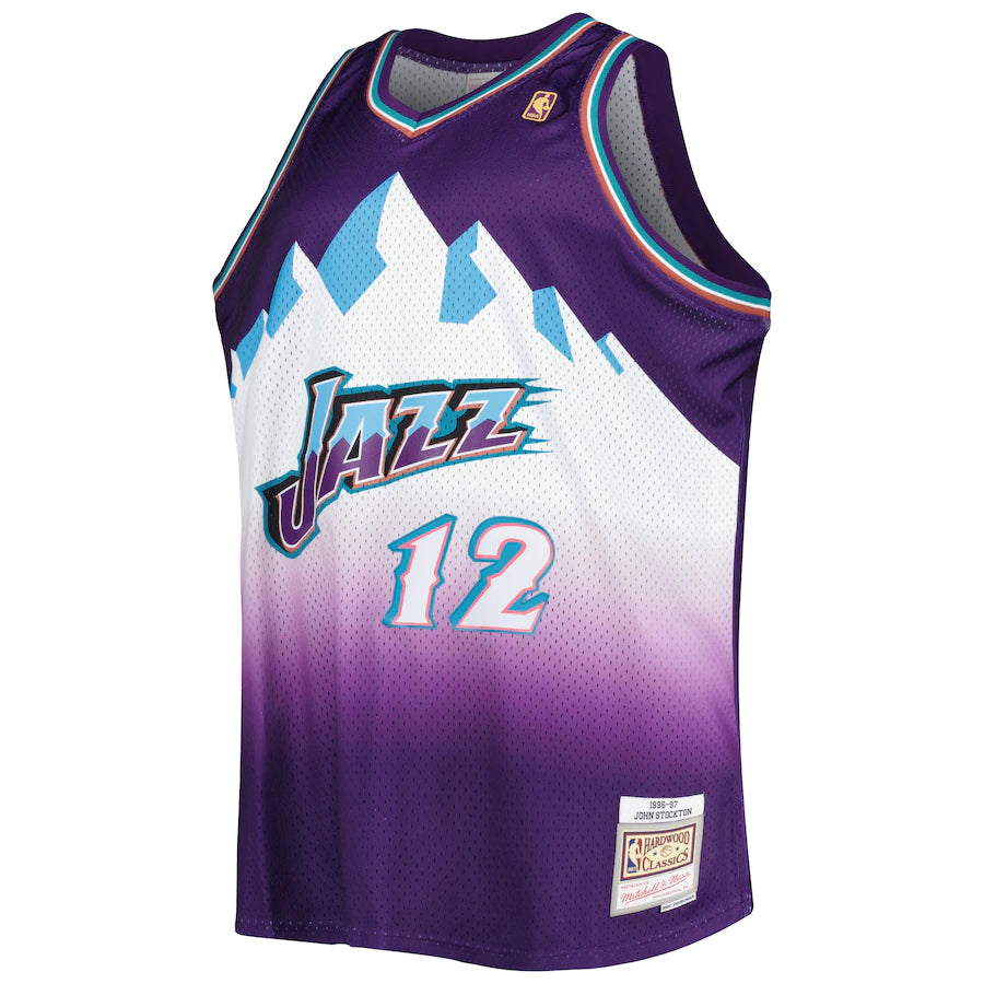 Men's Mitchell & Ness John Stockton Purple Utah Jazz Big & Tall Hardwood Classics 1996-97 Swingman Jersey