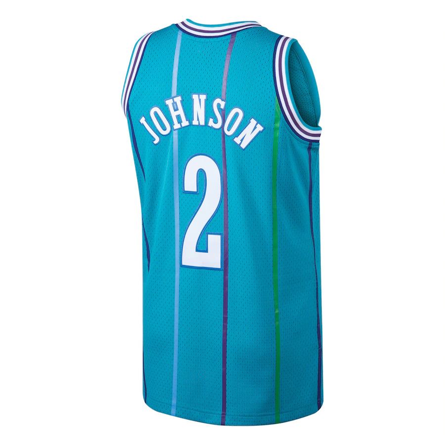 Men's Mitchell & Ness Larry Johnson Teal Charlotte Hornets 1992-93 Hardwood Classics Swingman Jersey