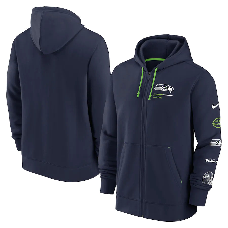 Seattle Seahawks Nike Surrey Full-Zip Hoodie - College Navy