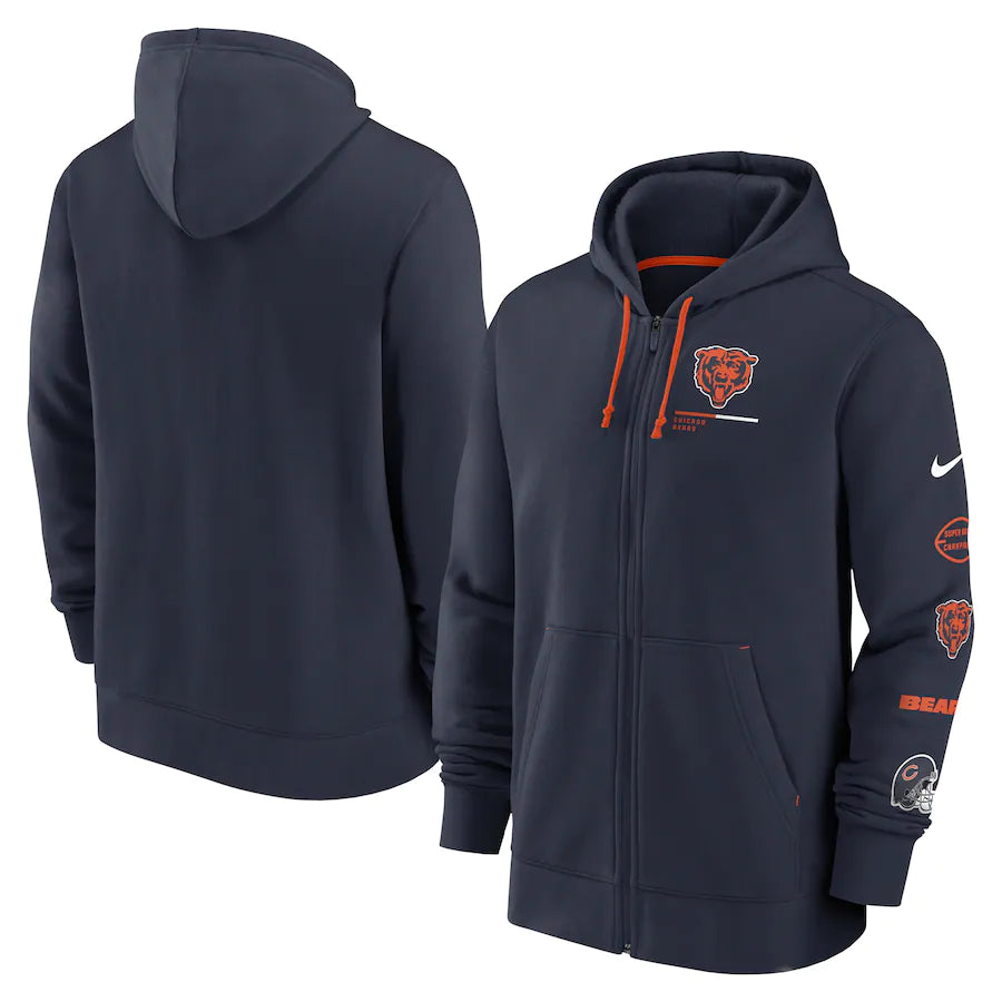 Chicago Bears Nike Surrey Full-Zip Hoodie - Navy