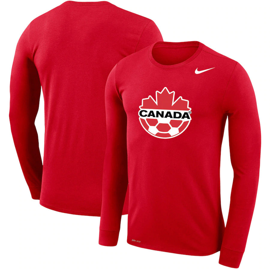 Men's Nike Red Canada Soccer Legend 2.0 Logo Long Sleeve - Performance T-Shirt