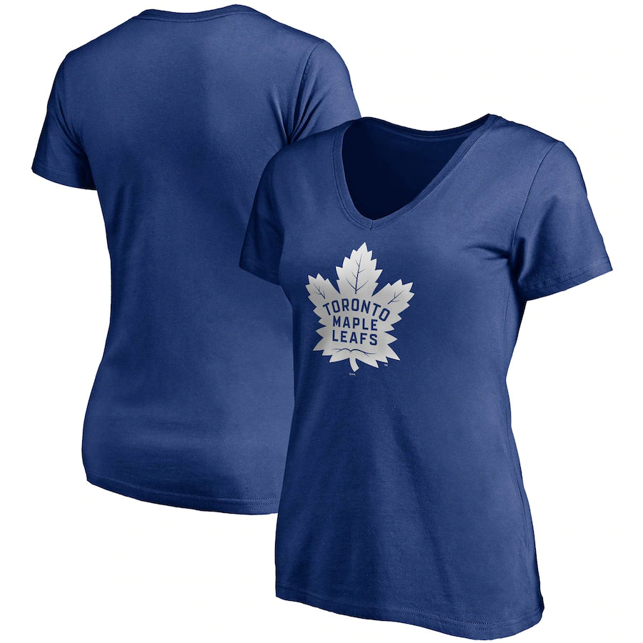 Women's Toronto Maple Leafs Fanatics Branded Blue Primary Team Logo - V-Neck T-Shirt