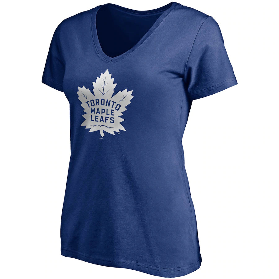 Women's Toronto Maple Leafs Fanatics Branded Blue Primary Team Logo - V-Neck T-Shirt