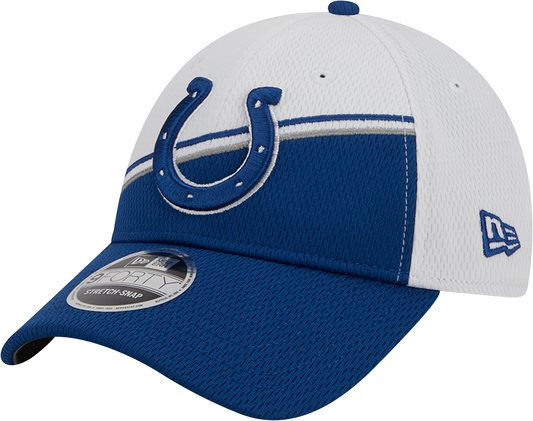 Indianapolis Colts New Era 2023 Sideline 9FORTY Adjustable Hat - White/Royal
