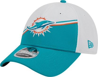 Miami Dolphins New Era 2023 Sideline 9FORTY Adjustable Hat - White/Aqaua