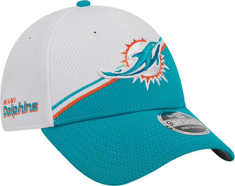 Miami Dolphins New Era 2023 Sideline 9FORTY Adjustable Hat - White/Aqaua