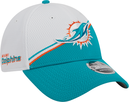 Miami Dolphins New Era 2023 Sideline 9FORTY Adjustable Hat - White/Aqaua