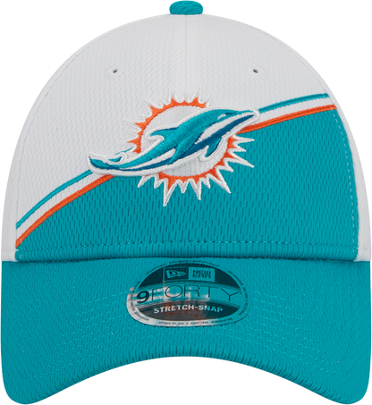 Miami Dolphins New Era 2023 Sideline 9FORTY Adjustable Hat - White/Aqaua