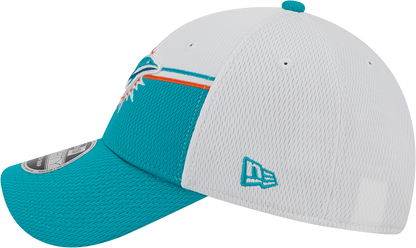 Miami Dolphins New Era 2023 Sideline 9FORTY Adjustable Hat - White/Aqaua