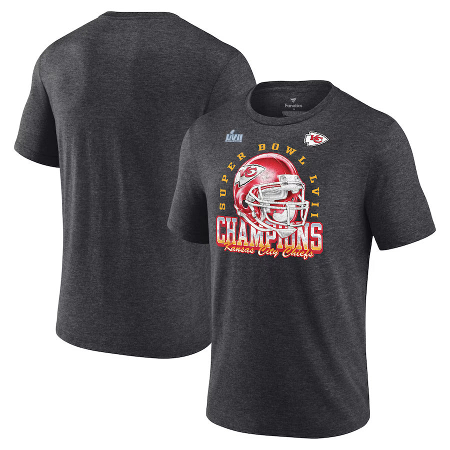 Kansas City Chiefs Fanatics Branded Super Bowl LVII Champions Still Prime Tri-Blend T-Shirt - Heather Charcoal