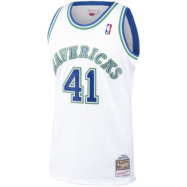 Men's Mitchell & Ness Dirk Nowitzki White Dallas Mavericks 1998/99 Hardwood Classics Swingman Throwback - Jersey