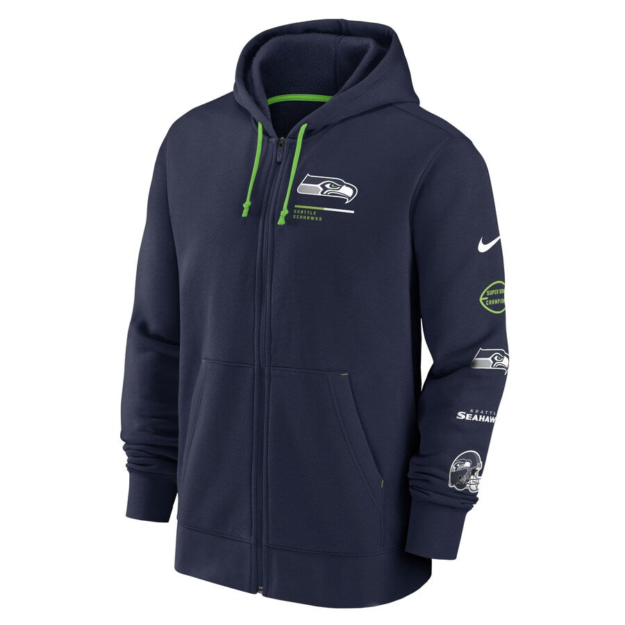 Seattle Seahawks Nike Surrey Full-Zip Hoodie - College Navy