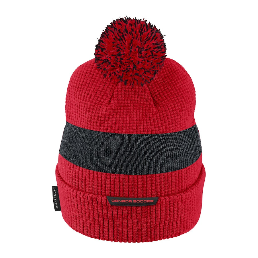Mens Nike Red Canada Soccer Cuffed Knit Hat with Pom