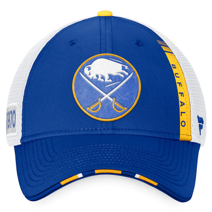Buffalo Sabres Fanatics Branded 2022 NHL Draft Authentic Pro On Stage Trucker Adjustable Hat - Royal/White