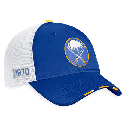 Buffalo Sabres Fanatics Branded 2022 NHL Draft Authentic Pro On Stage Trucker Adjustable Hat - Royal/White